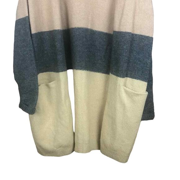 CENY Women’s Cardigan M Tan Gray Colorblock Open Front Pockets NWOT - Picture 12 of 16
